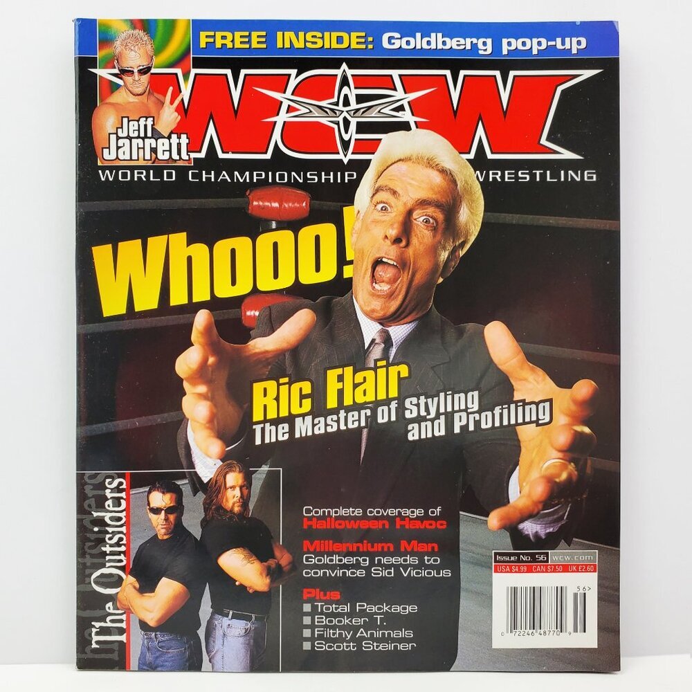 WCW Magazine VTG Dec. 1999 Ric Flair Outsiders Goldberg Bret Hart Posters Unread